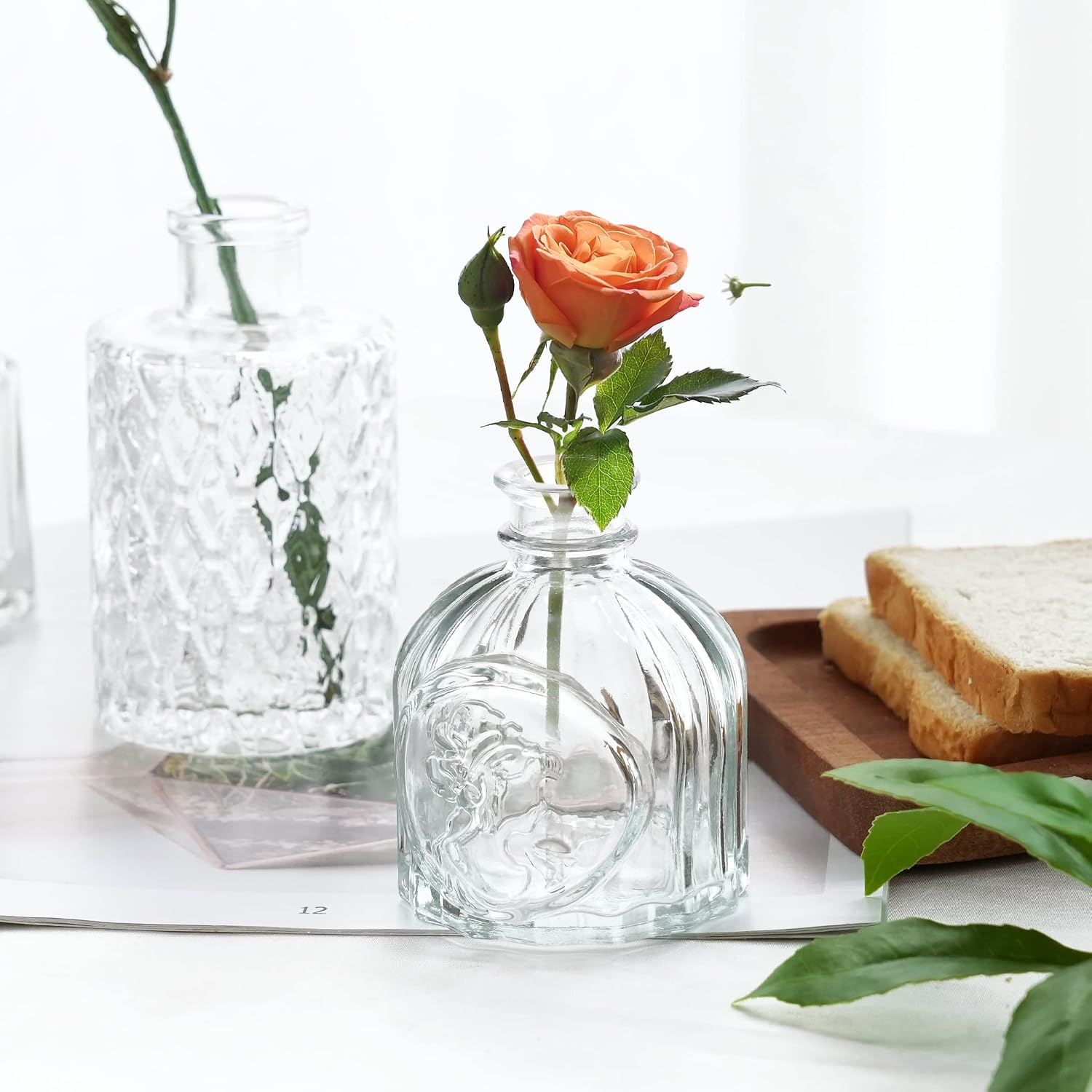 30 Pack Bud Vases, Clear Glass Small Vintage Vases for Wedding Decor | Clear glass bud vases for flowers, wedding centerpieces, rustic table decor, bridal shower, baby shower and home decoration