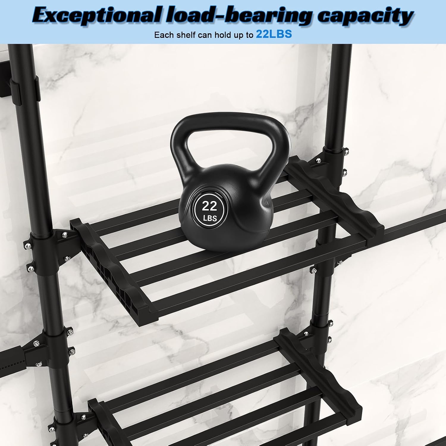 4-Tier Over The Toilet Storage Shelf, Adjustable Carbon Steel Bathroom Organizer, No Drill Tension Mount Freestanding Shelving Unit for Small Rooms, Space Saving Above Behind Toilet