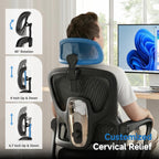 Ergonomic Office Chair with Footrest, 90-145° Reclining Gaming Chair with Adjustable Lumbar Support & Headrest, High Back Mesh Computer Chair for Home Office, 350lbs Capacity