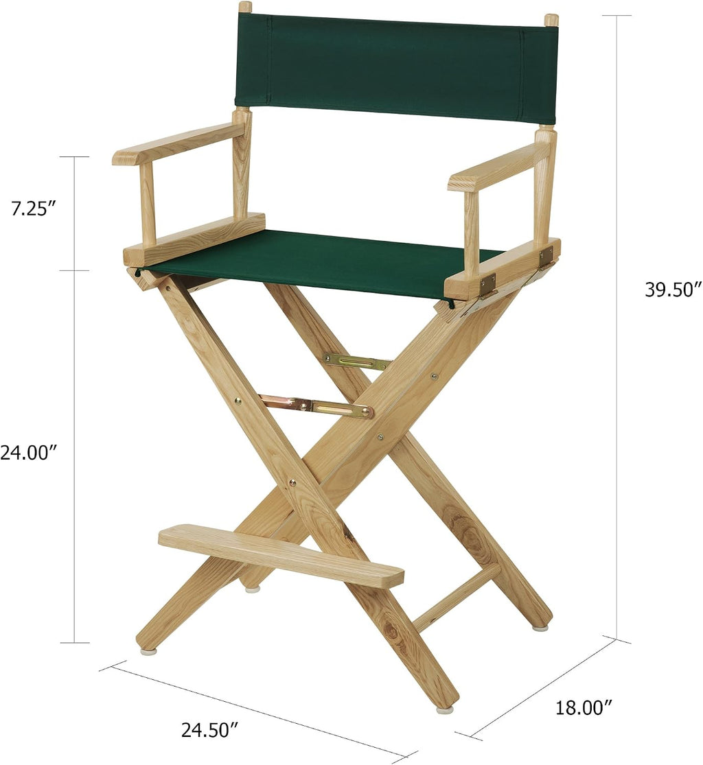 American Trails Extra-Wide Premium 24" Director's Chair Natural Frame with Hunter Green Canvas, Counter Height