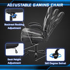 OLIXIS Computer Gaming Desk Chair - Ergonomic Video Game with Comfy Lumbar Support and headrest, PU Leather with Flip-up Arms, Adjustable Height and Swivel Wheels, for Adults, Dark Grey