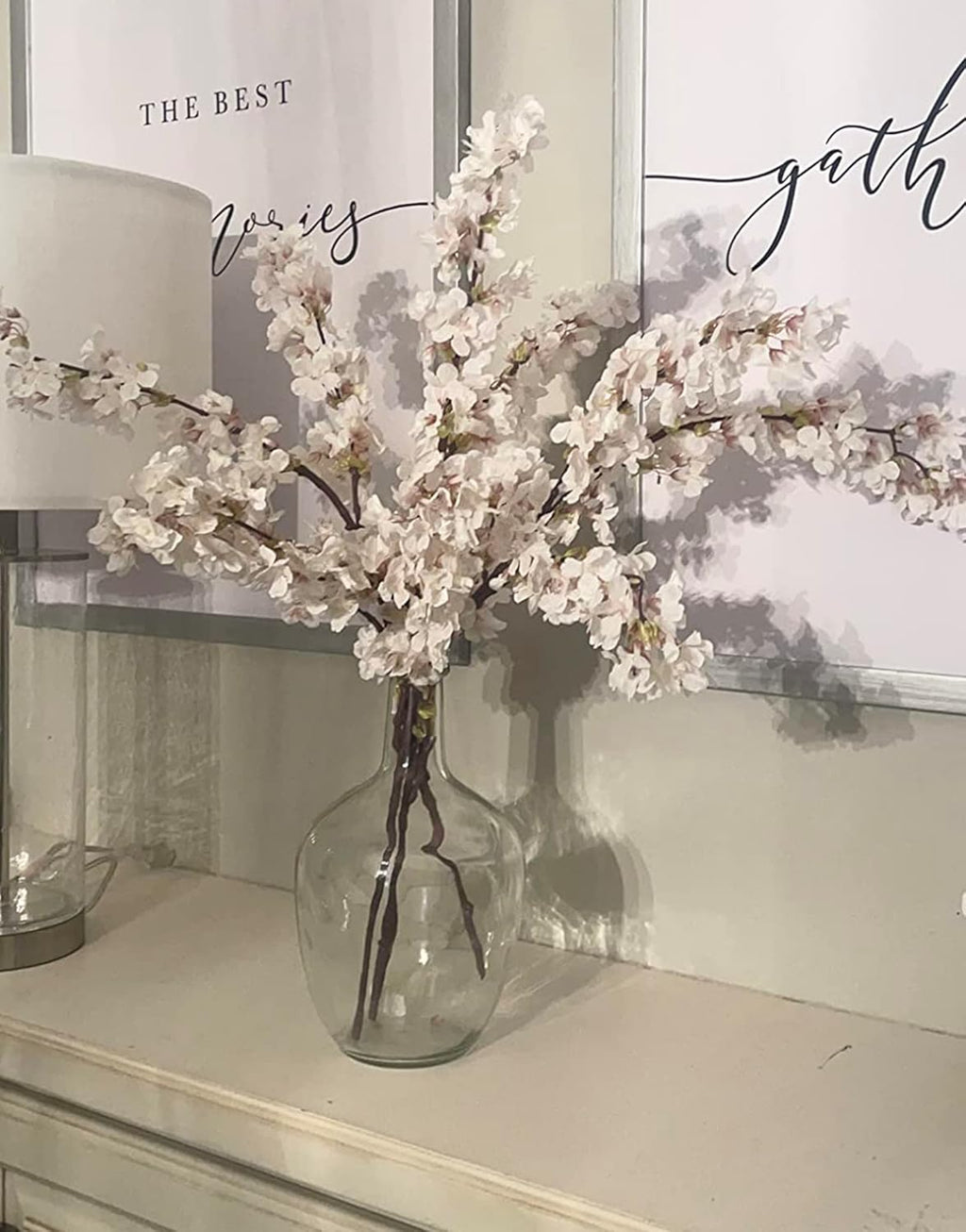 Hewory Large Glass Vase for Decor, 12in Clear Tall Farmhouse Decorative Floor Vase, Round Bubble Balloon Glass Jug Vases for Coffee Table Fireplace Mantel Entryway Living Room Bedroom Kitchen