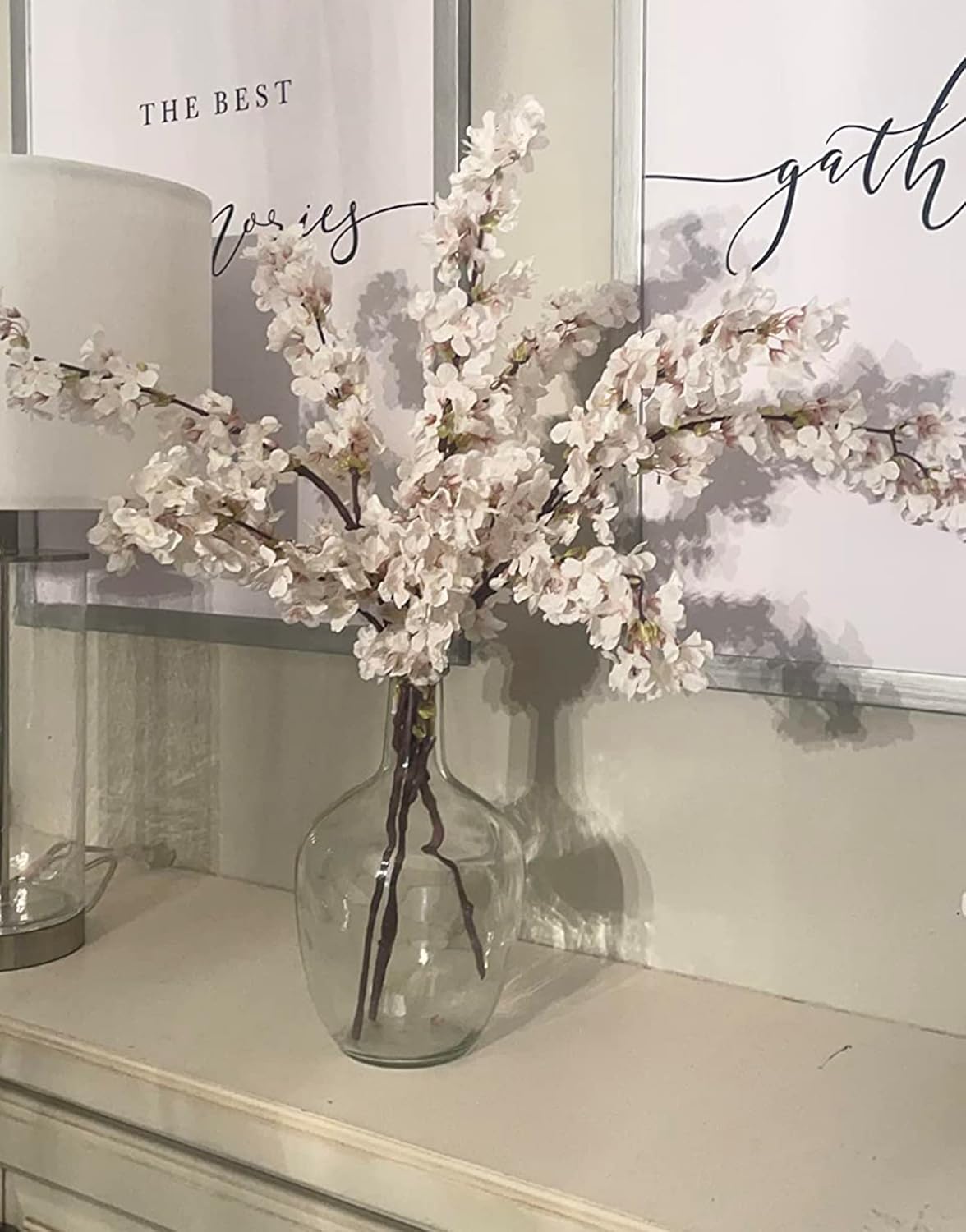 Hewory Large Glass Vase for Decor, 12in Clear Tall Farmhouse Decorative Floor Vase, Round Bubble Balloon Glass Jug Vases for Coffee Table Fireplace Mantel Entryway Living Room Bedroom Kitchen
