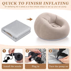 Huwena 12 Pcs Inflatable Bean Bag Chair and Throw Blankets Set(Air Pump Included), 6 Inflatable Bean Bag Lounge Chair Blow up Sofa 6 Fleece Throw Blankets for Movie Night Camping Outdoor(Coffee)
