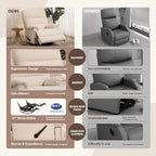 Large Glider Rocker Recliner,Beige Swivel Rocking Recliner Chair,Reclining Sofa Rocking Chair Nursery,23 Inches Deep Seat & 27 inches High Back,for Living Room, Bed Room‎ (Beige)