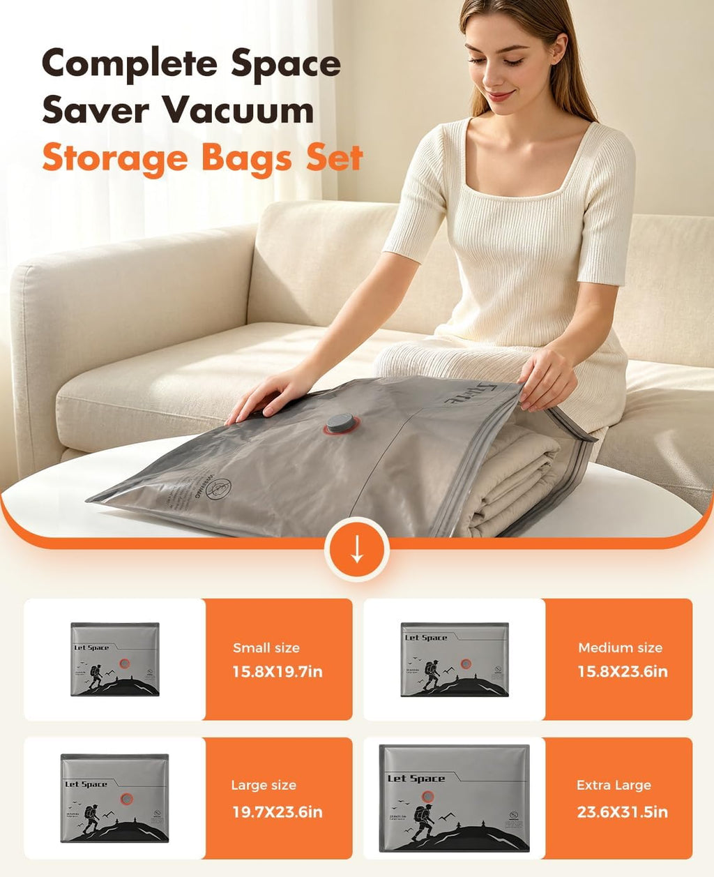 Vacuum Storage Bags with Electric Pump,Supports -60kPa Vacuum Seal Bags for Clothing Included, Travel Bags with Portable Cordless Pump, Compatible with Bags 10 Combo Set