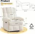 Korser Recliner Chair, Living Room Chairs for Adults, Thick Upholstered Manual Recliner with Side Pockets, Small Recliner for Small Spaces, Lounge Chair for Nursery Bedroom Apartment RV, Chenille