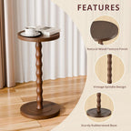 Small Round Side Table, Rubber Wood‌ End Table for Small Spaces, Modern Accent Tables, Solid Wood Drink Tables for Living Room, Bathroom, Bedroom, Couch (Dark Walnut, 11.8 inch)