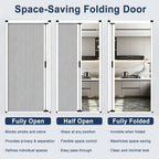 Custom Size Honeycomb Accordion Door for Interior Kitchen Bedroom Closet, Aluminum Frame Folding Sliding Room Divider, No Drill Partition Door Kit