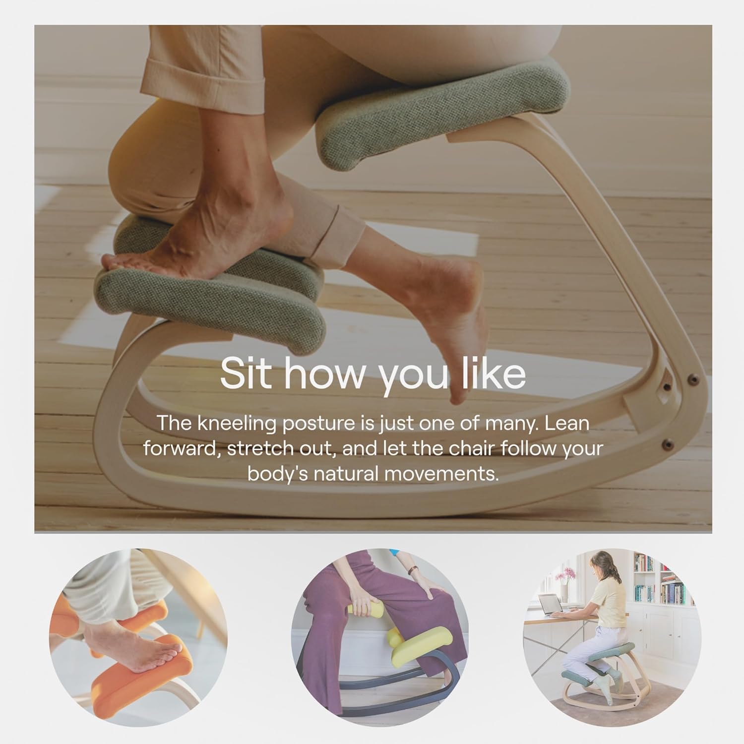Varier Variable Balans Original Kneeling Chair Designed by Peter Opsvik (Red Revive Fabric with Natural Ash Base)