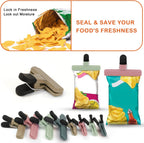 TACGEA Chip Clips, 8 Pack Food Clips, Upgrade Wide Open Bag Clip for Food Storage with Air Tight Seal Grip Neutral Color (4 x L, 4 x S)