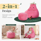 31" Kids Bean Bag Chair, Stuffed Toddler Couch with Faux Rabbit Fur Cover for Teens & Kids, Comfy Lazy Sofa Chair for Reader, Living Room, Bedroom, Aged 4-12 Years Rose Red
