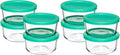 Anchor Hocking 2 Cup Glass Storage Containers with Lids, Set of 4 Glass Food Storage Containers with Mint SnugFit Lids (Pack of 2)