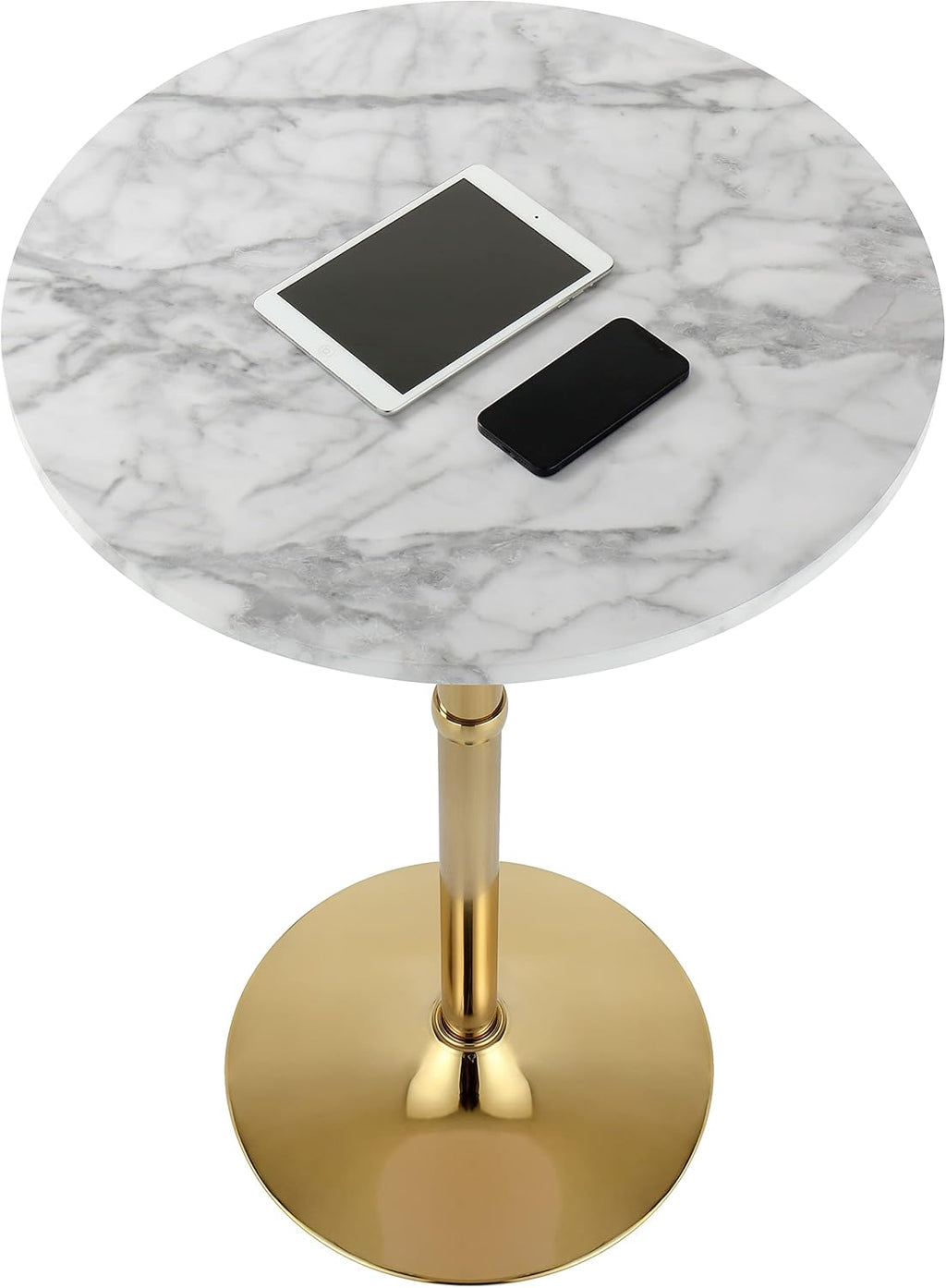 Finnhomy 24'' Round Cocktail Bar Table with Metal Base, Tall Bistro Pub Table, Counter Bar Height Table for Kitchen, Dining Room, Living Room, Easy Assembly, Gold