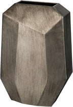 16" Tall Geometric Vases, Home Décor Silver Modern Rectangular Vases with Angular Front and Back, Contemporary Industrial Metal Vases for Office Home Resto Café Decoration