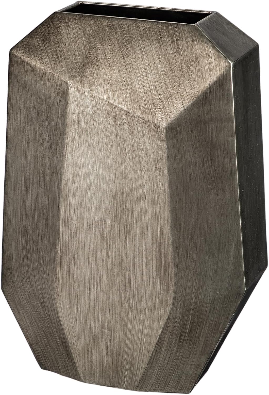 16" Tall Geometric Vases, Home Décor Silver Modern Rectangular Vases with Angular Front and Back, Contemporary Industrial Metal Vases for Office Home Resto Café Decoration