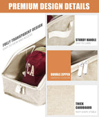 Livelab Hat Organizer for Baseball Caps, Hat Storage Holder Container for Closet Hold Up to 12 Caps with Clear Window, Hat Boxes for Home Storage | 2Pcs Beige