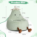 31 Inches Memory Foam Bean Bag Chair - Ultra Soft Faux Rabbit Fur Sofa with Handle & Machine Washable Cover, Comfy Lazy Chair for Kids Teens, Perfect for Reading Gaming in Living Room Bedroom，Green