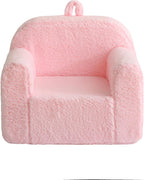 Kids Chair Comfy Toddler, Soft Baby Chair for Boys & Girls, Portable Toddler Reading Armchair with Removable Washable Sherpa Cover, Pink