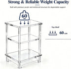 Thick Acrylic Side Shelf Table, 3-Tier Narrow Clear Acrylic End Table Nightstand, Square Transparent Small Coffee Table for Living Room Bedroom Small Space