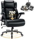 Big and Tall 700lbs Office Chair - Adjustable Lumbar Support 3D Flip Arms Heavy Duty Metal Base&Wheels, High Back Large Executive Computer Desk Chair, Thick Padded Ergonomic Design for Back Pain