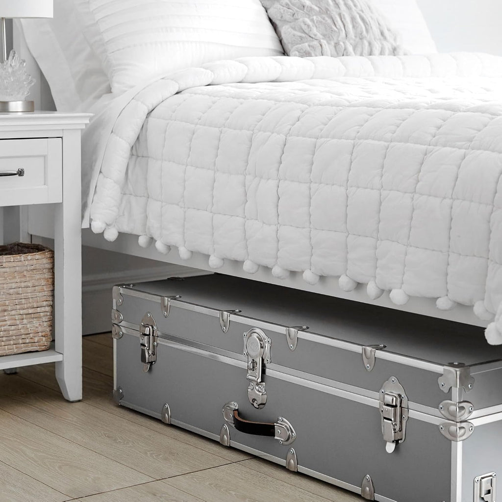 Rhino Trunk & Case Trundle Home Storage & College Trunk - 44”x20”x12” - 1500+ lbs Capacity. USA Made Secure Under-Dorm Bed Footlocker for Clothes and Food, and Underbed Shoe Storage Box