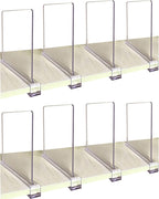 CY craft Shelf Dividers for Closets, 8PCS Clear Acrylic Shelf Divider for Wood Shelves and Clothes Organizer/Purses Separators Perfect for Kitchen Cabinets and Bedroom Organizer