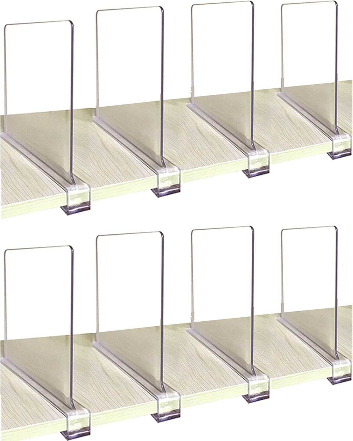 CY craft Shelf Dividers for Closets, 8PCS Clear Acrylic Shelf Divider for Wood Shelves and Clothes Organizer/Purses Separators Perfect for Kitchen Cabinets and Bedroom Organizer