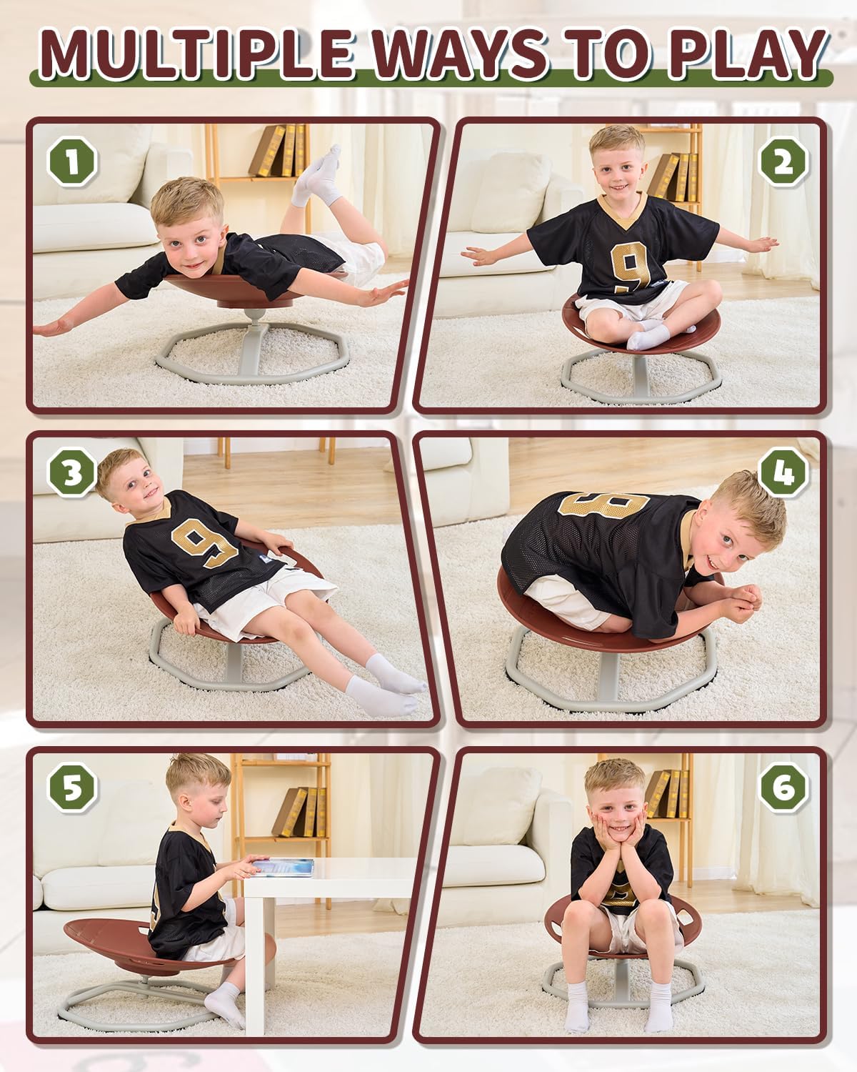 KidBloom Spinning Chair for Autistic Kids, Football Upgrade Handle Sensory Chair, Autism & ADHD Chair, Kid's Furniture, Autism Sensory Products for Kids
