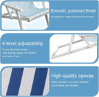 Kids Lounge Chair Outdoor, Kids Lounge Chair, Removable Striped Fabric Cushions, Outdoor Folding Deck Chair with Parasol, Portable & Lightweight for Backyard, Poolside(Blue)