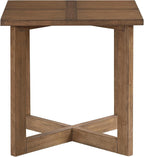 Penau Square End Table, Contemporary Wooden Side Table with Mixed Maple and Walnut Veneer Top, Cross-Patterned Tabletop, Sturdy Engineered Wood Frame, 24 x 24 x 24 Inchs, Brown Finish