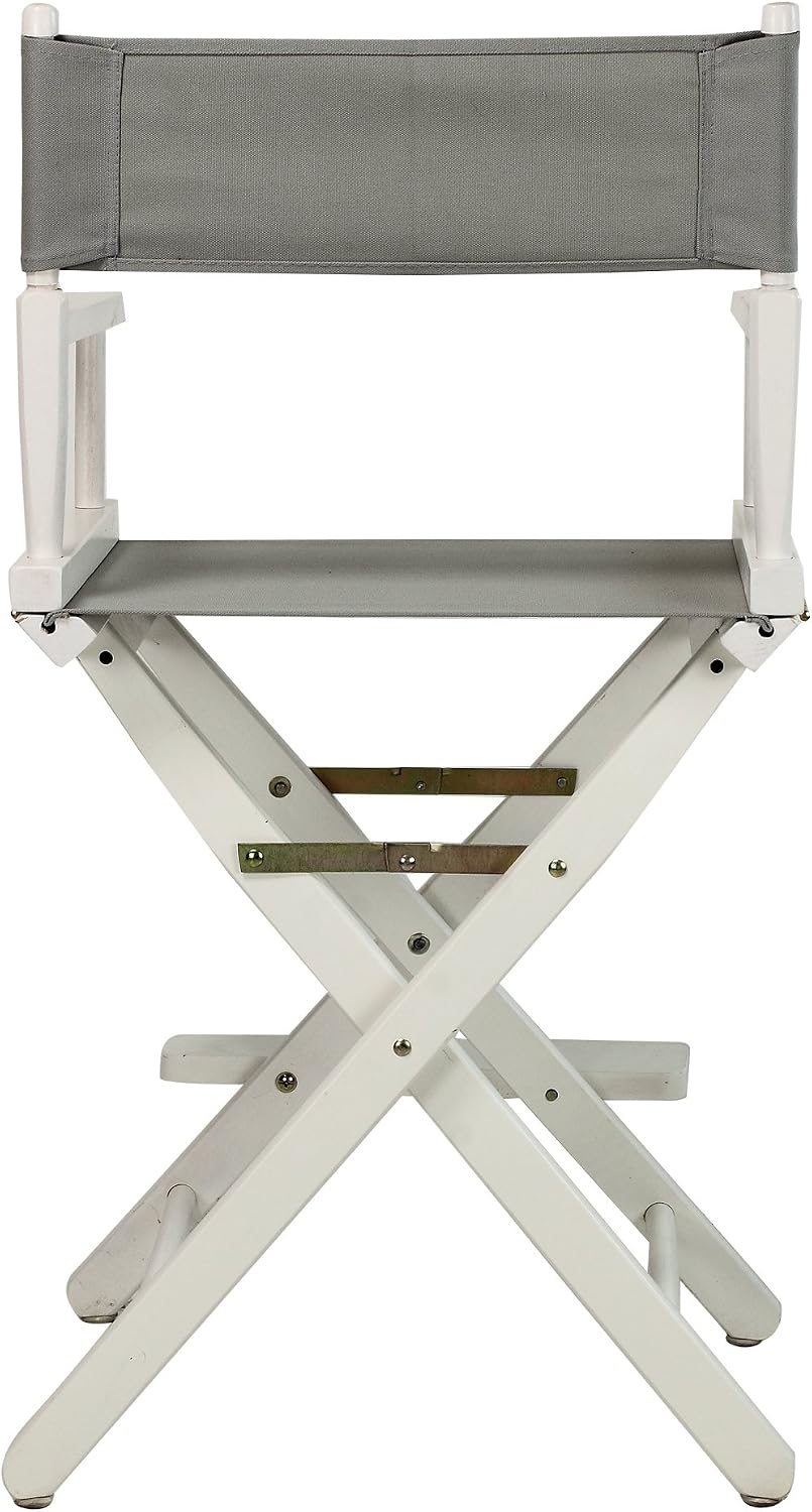 Casual Home 24" Director's Chair White Frame with Grey Canvas, Counter Height