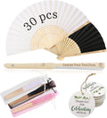 HJX Personalized Wedding Fans for Guests Custom Engraved Bulk Paper Folding Fans Favors for Party