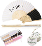 HJX Personalized Wedding Fans for Guests Custom Engraved Bulk Paper Folding Fans Favors for Party
