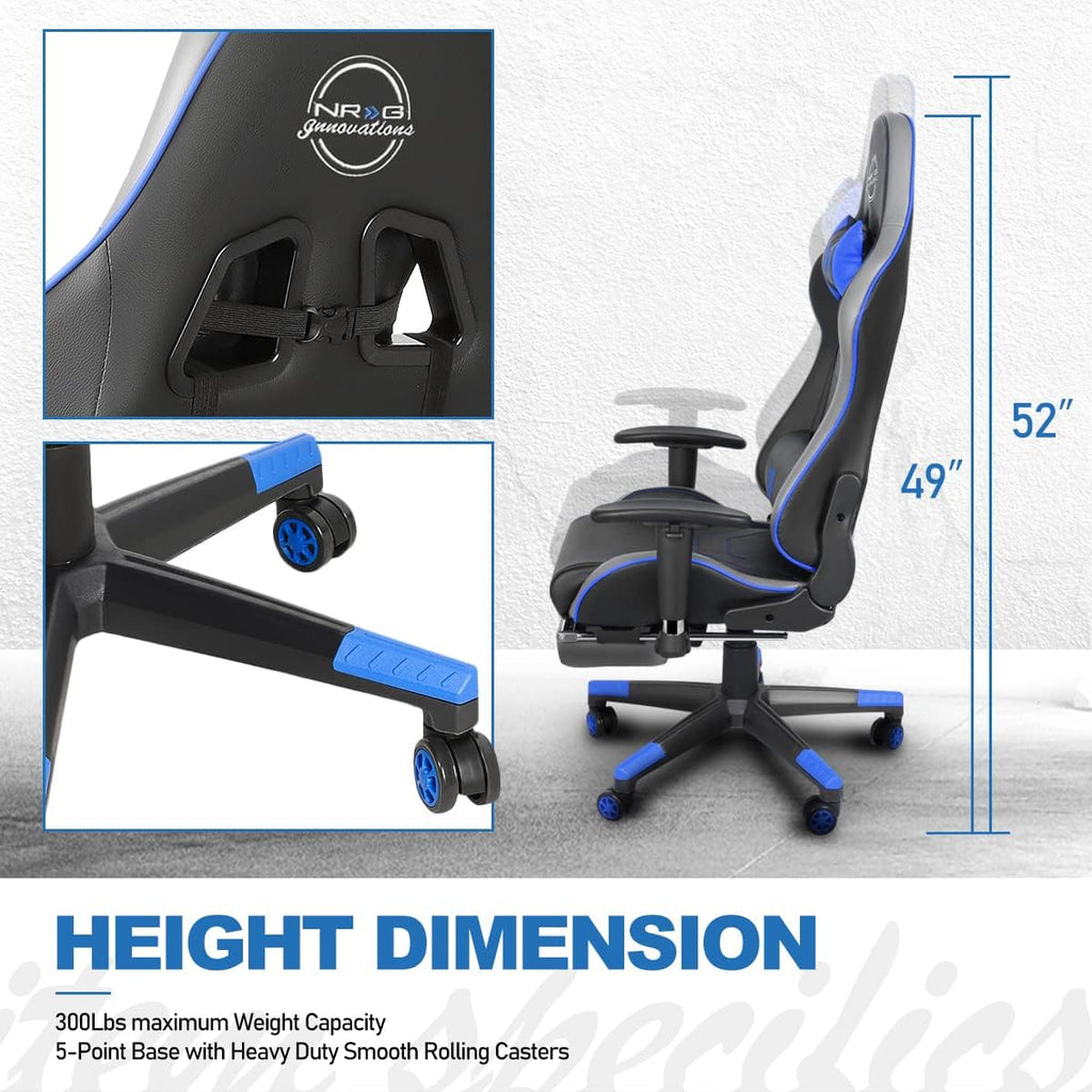 Ergonomic Gaming Chair with Footrest, High-Back Office Desk Chair with Adjustable Headrest & Lumbar Support, 360° Swivel Video Game Chair for Adults Gamers（White & Black）