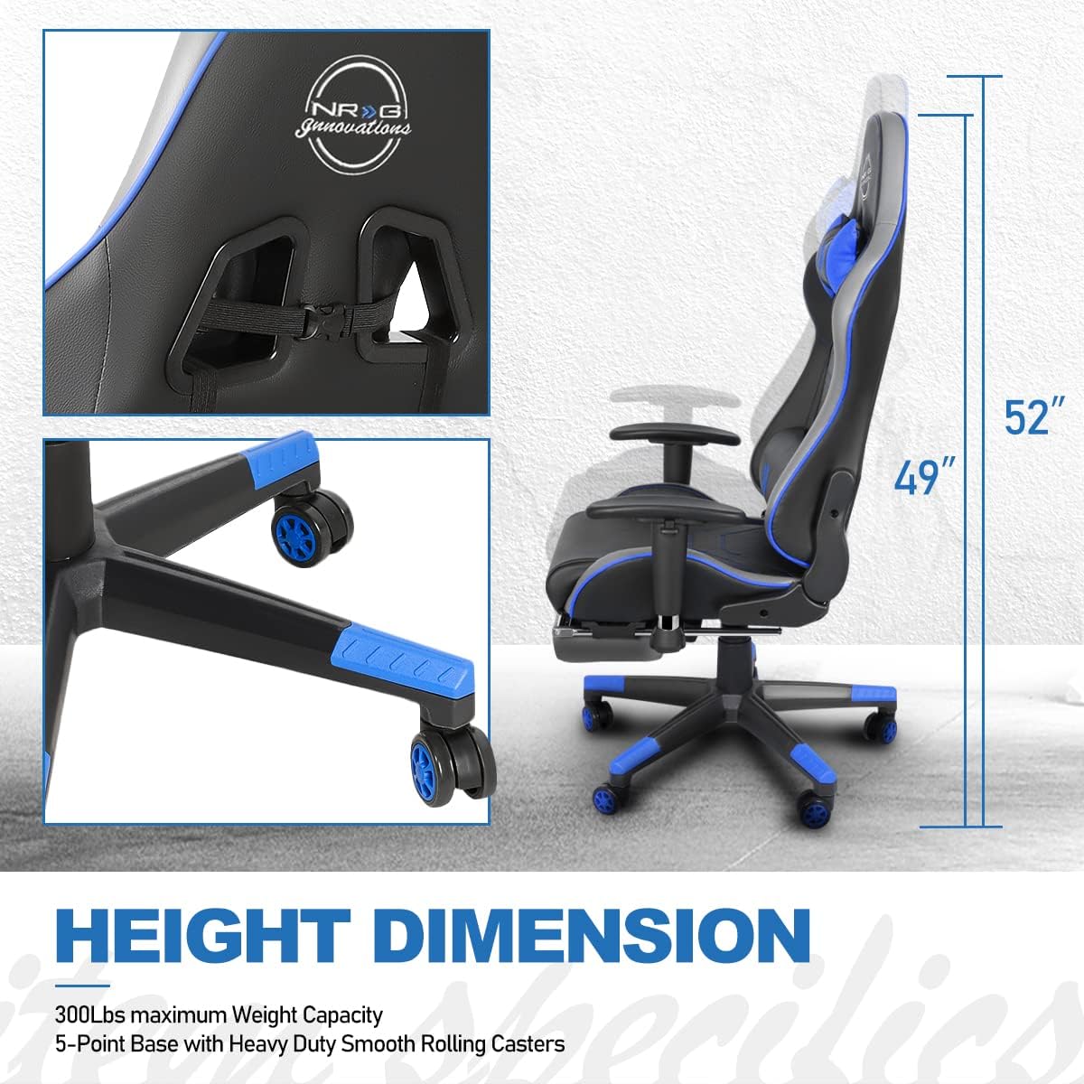 Ergonomic Gaming Chair with Footrest, High-Back Office Desk Chair with Adjustable Headrest & Lumbar Support, 360° Swivel Video Game Chair for Adults Gamers（White & Black）
