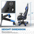 Ergonomic Gaming Chair with Footrest, High-Back Office Desk Chair with Adjustable Headrest & Lumbar Support, 360° Swivel Video Game Chair for Adults Gamers（White & Black）