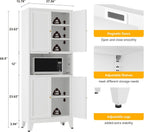 YAUWOH 69" Tall Metal Pantry Cabinet with Microwave Shelf, 4 Doors & 3 Adjustable Shelves, 120LBS Per Shelf Heavy Duty Storage Cabinet with Anti-Tip Design for Kitchen,Dining Room (1PC,White)