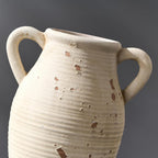 Vaseking Large Ceramic Rustic Vase with 2 Handles, 9.8 inch Farmhouse Distressed Flower Vase for Home Decor, Living Room, Shelf Decor, Pampas Grass, Enterway, Table Decoration, Gift, White