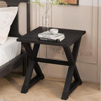 End Side Table, Modern Simplistic End Table, Night Stand, Open Shelf Design X-Legs Nightstand, Criss-Crossed Bedside Table for Living Room Bedroom