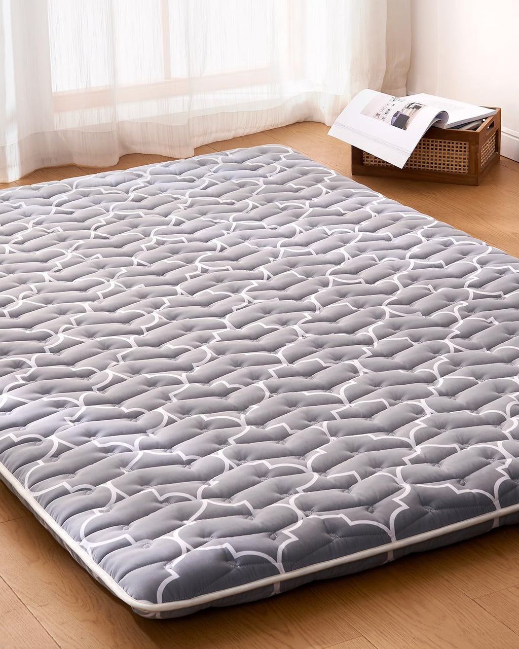 6th Generation Japanese Floor Futon Mattress - Extra-Thick 9-Layer Modern Futon with 100% High-Density Foam, Portable Floor Mattress Sleeping Pad for Adults, Guest Room, Dormitory, Twin Size (39"X80")