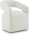 KISLOT Upholstered Dining Chairs Set of 1, Modern Rolling Dining Chairs with Hidden Casters, Arm Kitchen Chairs with Linen Look Fabric, Padded Barrel Chairs for Dining Room, Kitchen, Bedroom, Ivory
