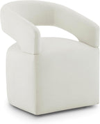 KISLOT Upholstered Dining Chairs Set of 1, Modern Rolling Dining Chairs with Hidden Casters, Arm Kitchen Chairs with Linen Look Fabric, Padded Barrel Chairs for Dining Room, Kitchen, Bedroom, Ivory