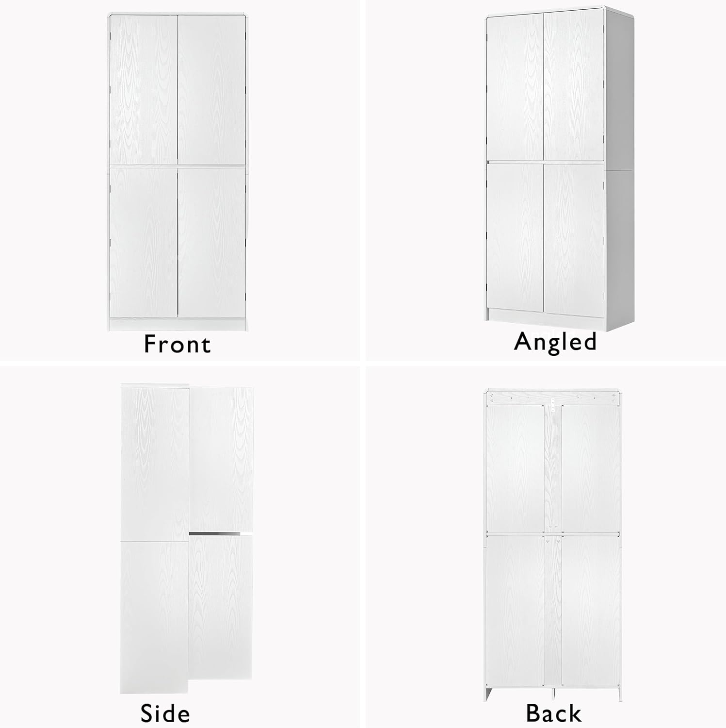 72 Inch Farmhouse Kitchen Pantry Cabinet, Curved Design Storage Cupboard with 8 Door Shelves & 3 Adjustable Shelves, Hidden Drawer, Versatile White Cabinet for Dining Room & Organization