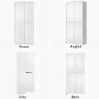 72'' Tall Mid-Century Kitchen Pantry with 3 Adjustable Shelves, Freestanding Storage Cabinet with 8 Door Shelves & 1 Hidden Drawer, Versatile Cupboard for Kitchen, Dining & Living Room,White