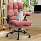Comfy Office Chair Soft and Double Cushioned Ergonomic Computer Desk Chair | Suitable for Long Hours Executive Office Chair with Flip-up Armrests and Height Adjustment for Home Office pink