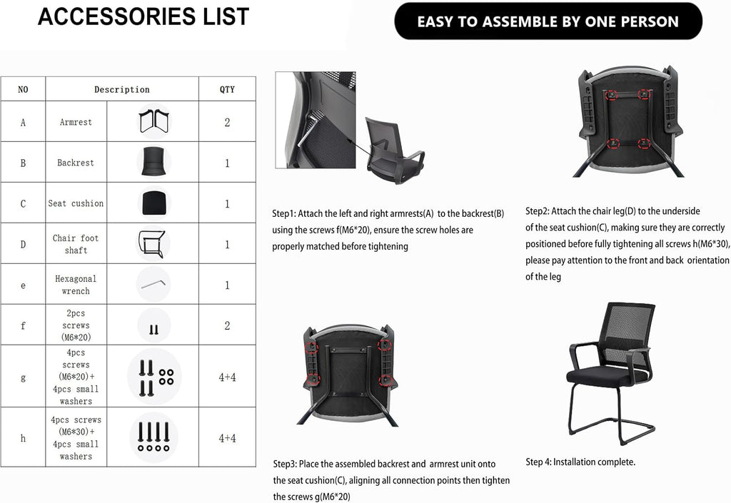 Office Guest Chairs Mid Back Reception Chairs Set of 4 Computer Side Chair with Lumbar Support for Home Waiting Area Conference Room Bedroom Carpet