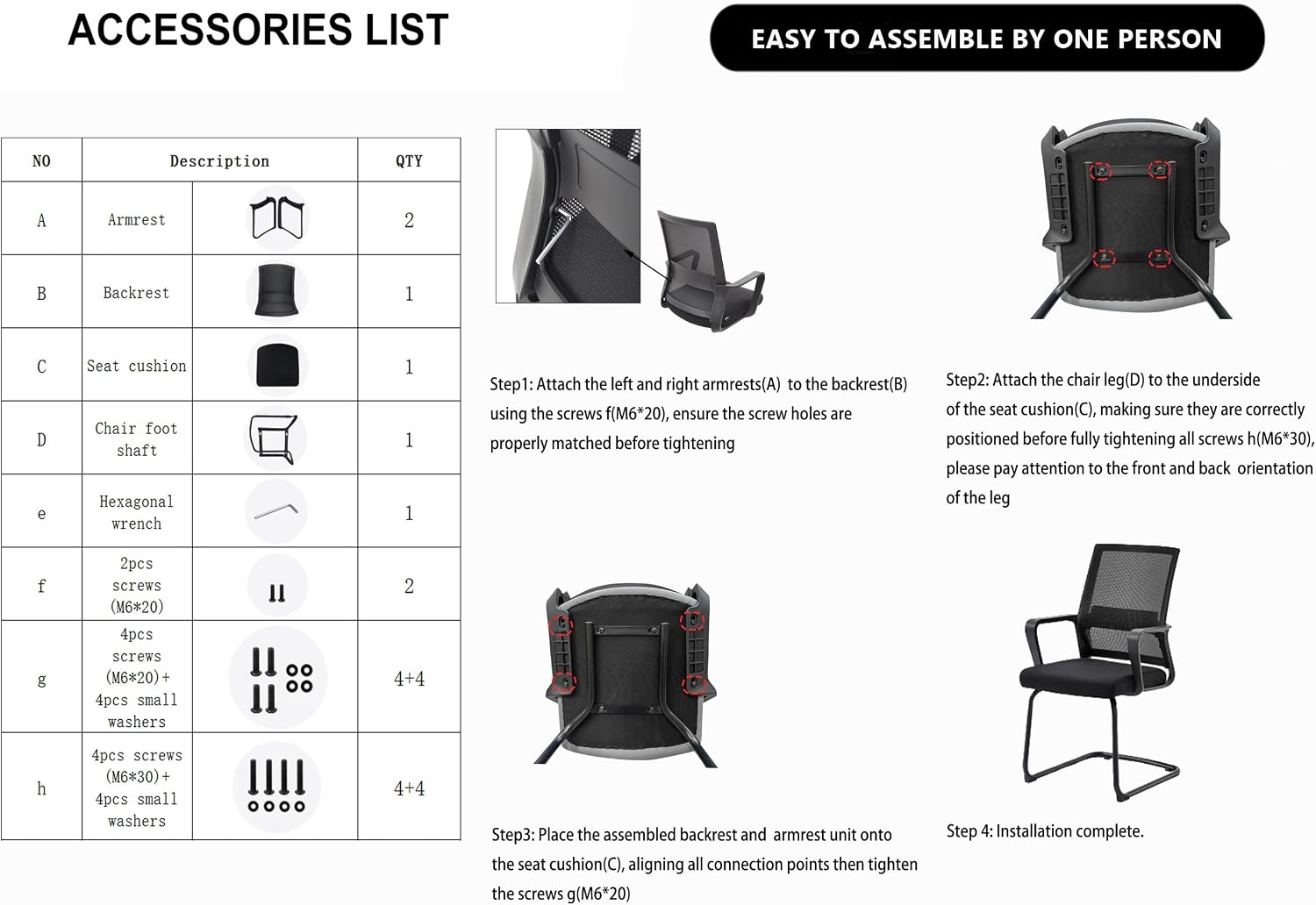Office Guest Chairs Mid Back Reception Chairs Set of 4 Computer Side Chair with Lumbar Support for Home Waiting Area Conference Room Bedroom Carpet