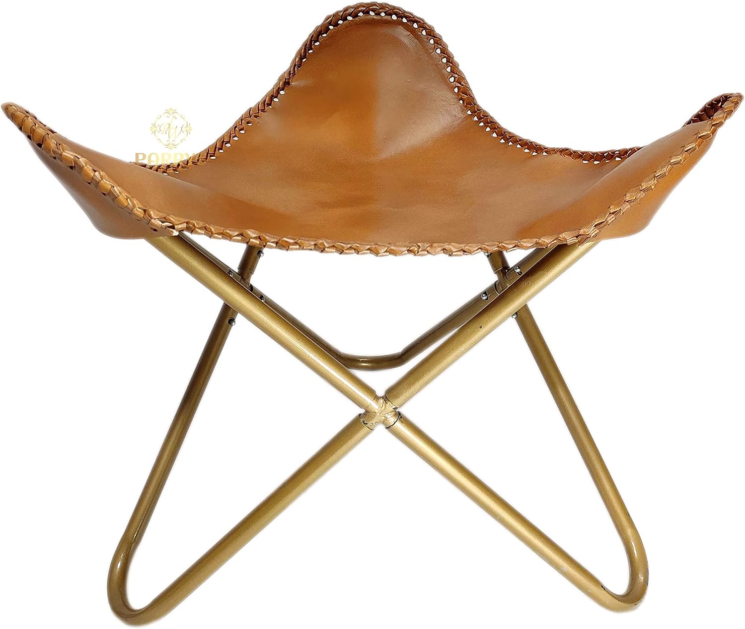 Genuine Brown Leather Relaxing Foot Stool – Indian Handmade Leather Ottoman – Triangle Shape Indoor/Outdoor Comfortable Footrest Foot Stool – Lounge Foot Stool