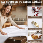 Heavy Duty Table Protector Pad with Flannel Backing for Dining Room | Waterproof Vinyl Tablecloth Easy to Clean & Trim, Scratch & Heat Resistant Table Cover, Reusable Pad 72" x 54" Rectangular